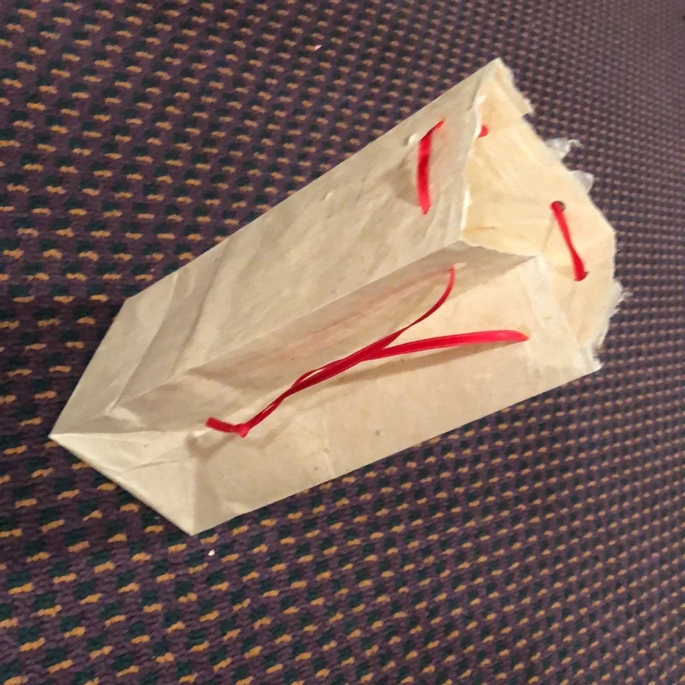 New 20 count small rice paper bags with red satin ribbon ties
